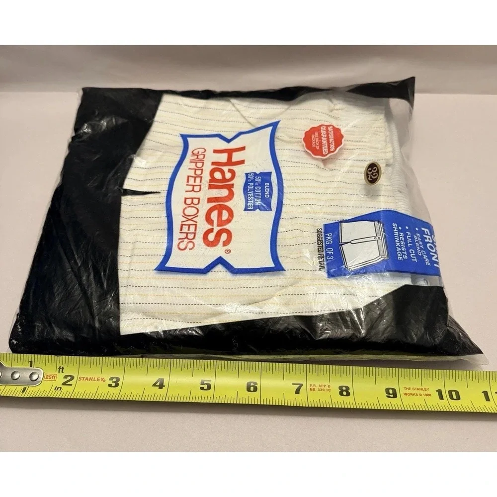 Mens Vintage Hanes Gripper Boxers 3 Pack Size 32 Sealed Deadstock Underwear Snap